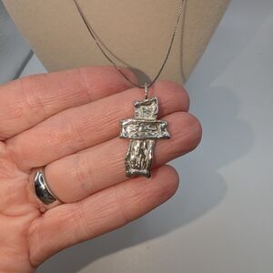 Silver Cross Pendant Necklace - Silver